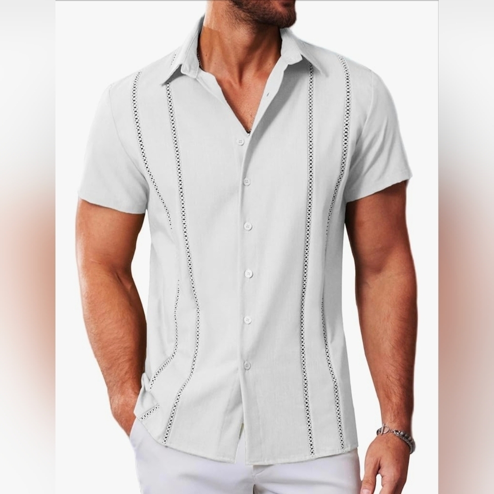 MAPICK Men's Cuban Guayabera Casual Beach Shirt #864-867
